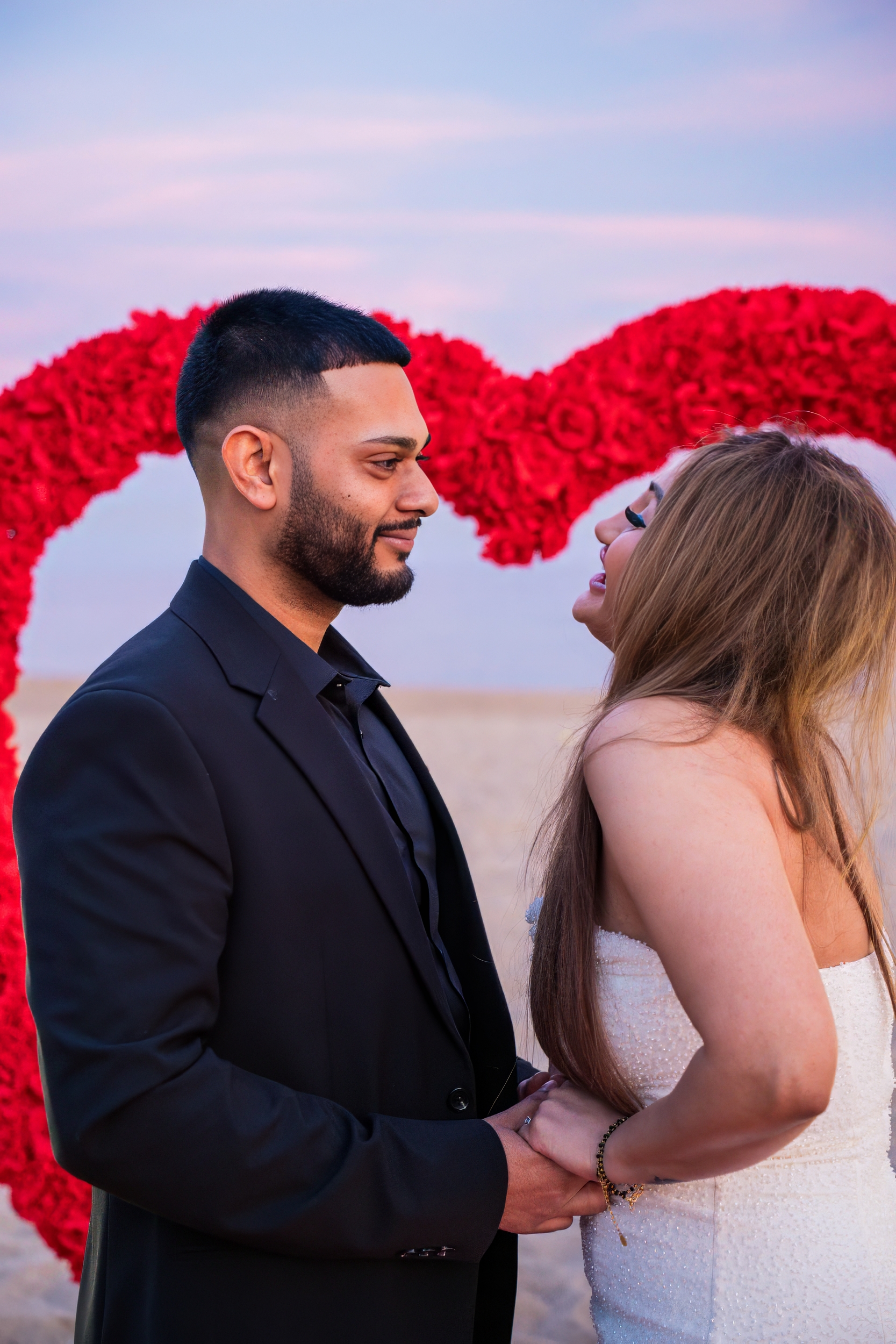 Couple at a romantic proposal in Barcelona